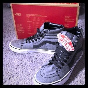 Chambray Grey high top vans NWT